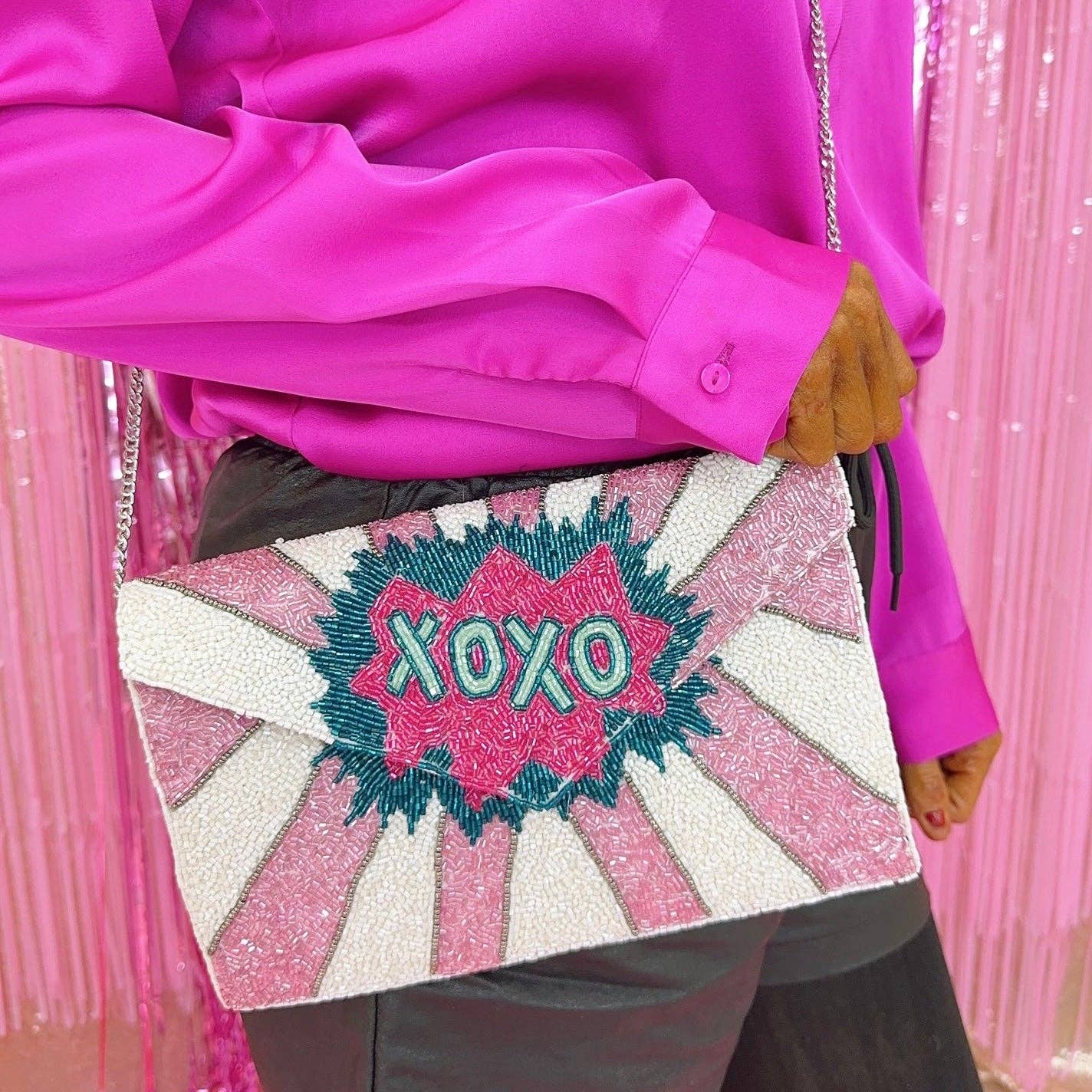Xoxo Beaded Clutch Purse