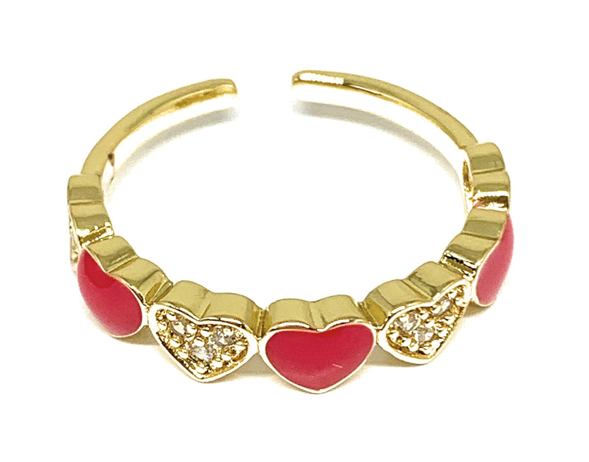Hot Pink Heart Band Ring- Adjustable