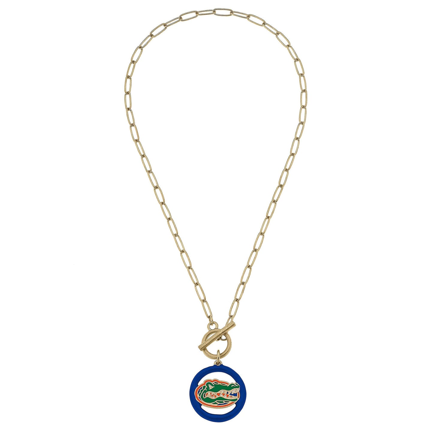 Gator Color Inspired Enamel T-Bar 16" Necklace