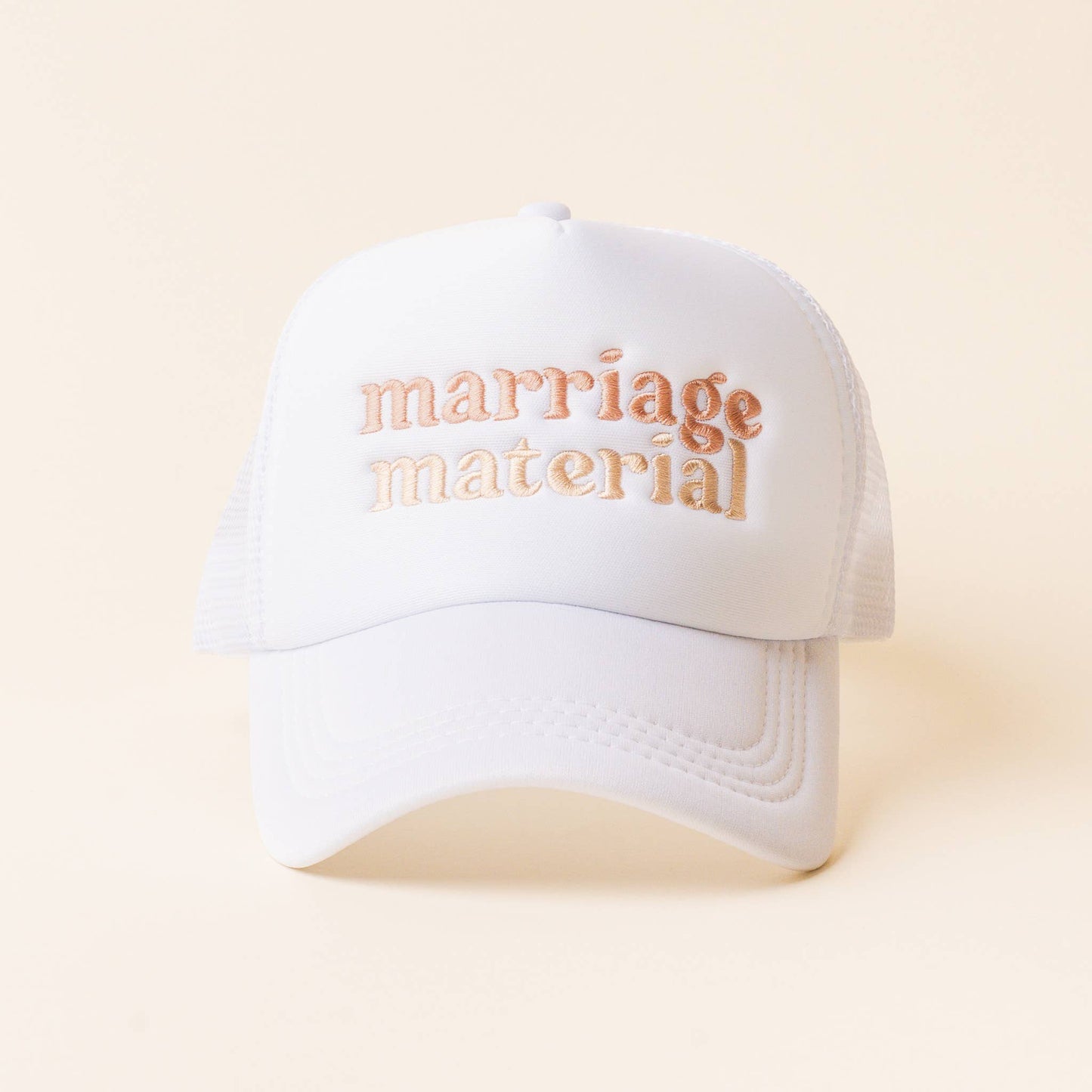 Marriage Material Trucker Hat – Embroidered Mesh Back Cap