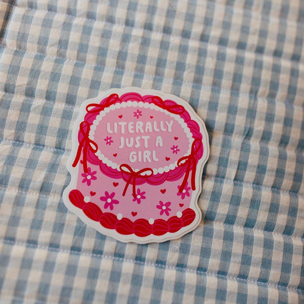 Literally Just a Girl Cake Vinyl Decal – Cute Aesthetic Sticker