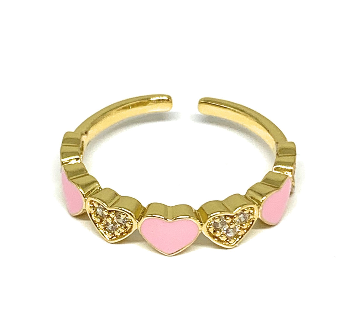 Light Pink Heart Band Ring- Adjustable