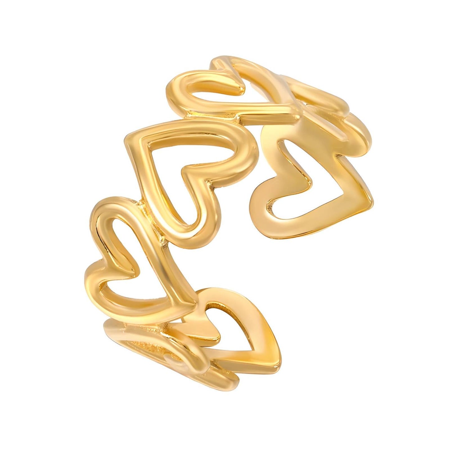 Gold Open Heart Adjustable Ring