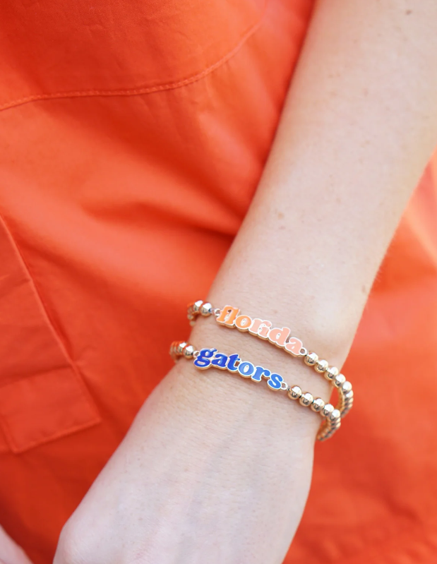 Gator Color Inspired Ball Bead Bracelet Set of 2