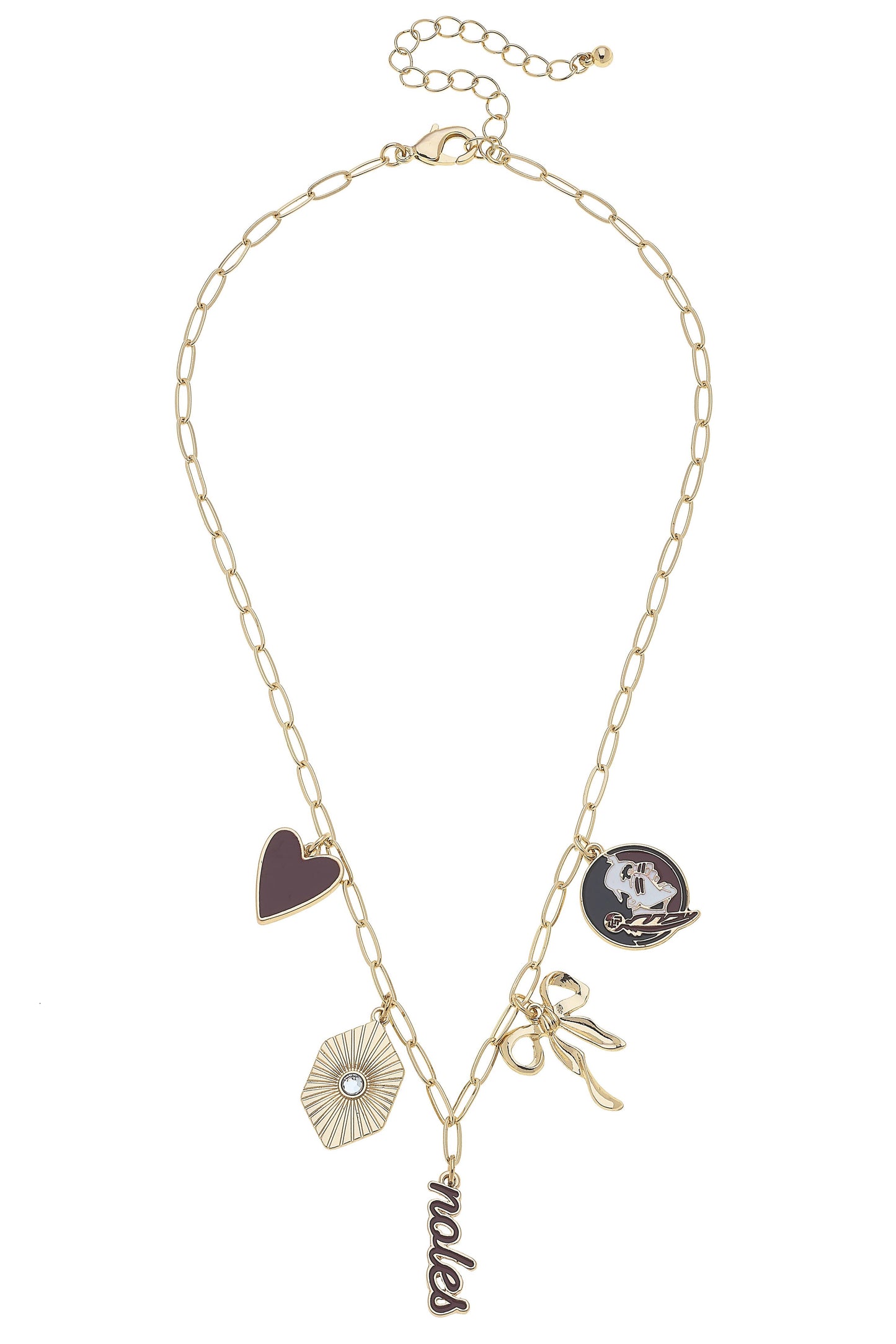 Florida State-Inspired Paper Clip Charm Necklace in Gold