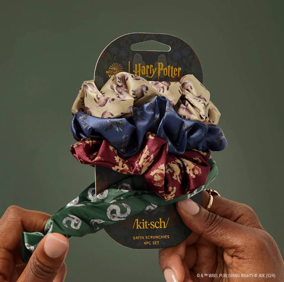 Harry Potter x Kitsch Satin Sleep Scrunchies – 4 Piece Hair Scrunchie Set