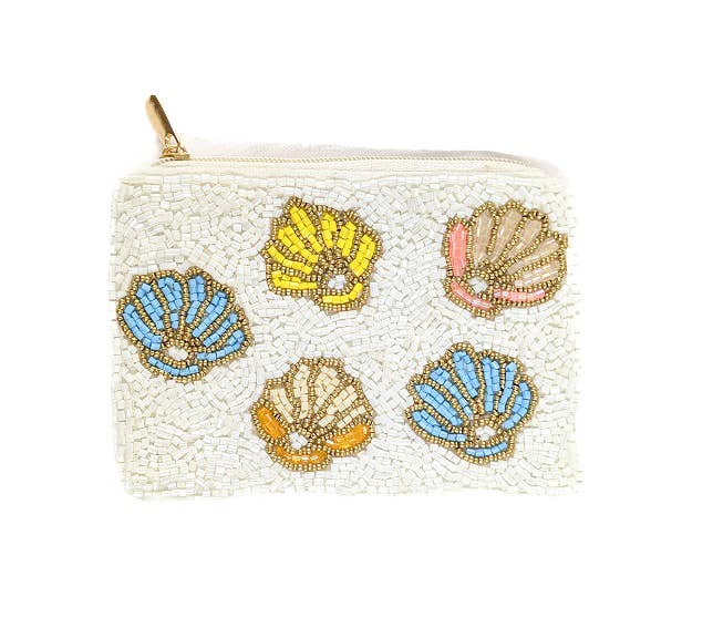 Ladies Sea Shell Beaded Coin Purse