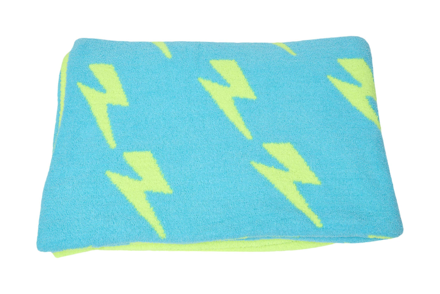 Smiley Face & Lightning Bolt Plush Throw Blanket – Cozy Knit Blanket 50" x 60"