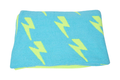 Smiley Face & Lightning Bolt Plush Throw Blanket – Cozy Knit Blanket 50" x 60"