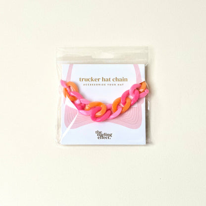💖 Sassy Acrylic Hat Chain – Pink & Orange Trucker Hat Accessory