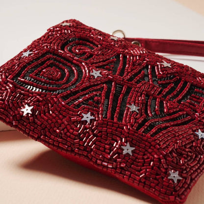 Game Day Stars Seed Beaded Coin Pouch