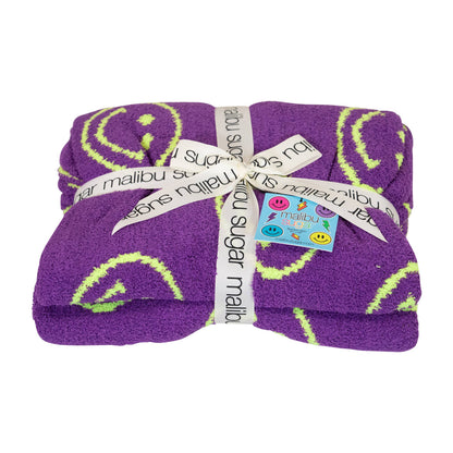 Smiley Face & Lightning Bolt Plush Throw Blanket – Cozy Knit Blanket 50" x 60"