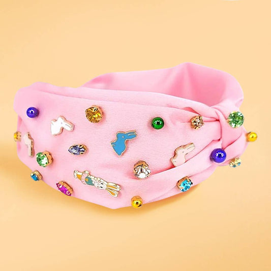Colorful Stone Cluster Enamel Easter Bunny Headband