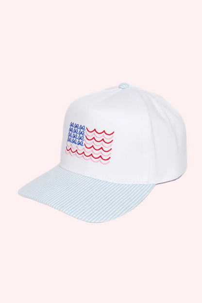 Americana USA Wave Bow Flag Embroidered Baseball Cap