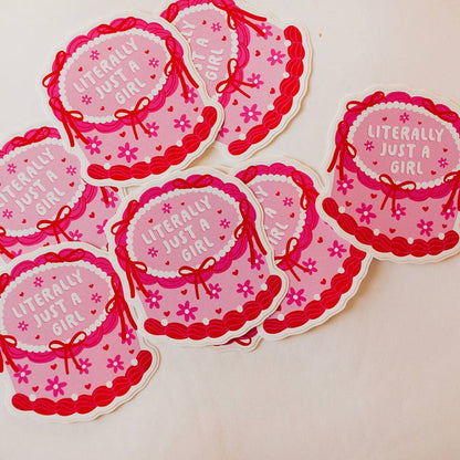 Literally Just a Girl Cake Vinyl Decal – Cute Aesthetic Sticker