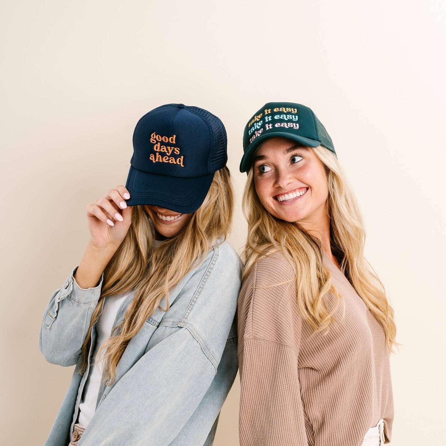 🧢 Take It Easy Trucker Hat – Embroidered Mesh Back Baseball Cap