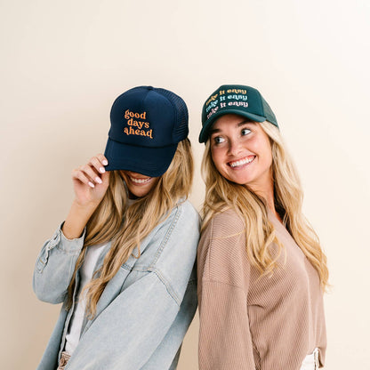 🧢 Take It Easy Trucker Hat – Embroidered Mesh Back Baseball Cap