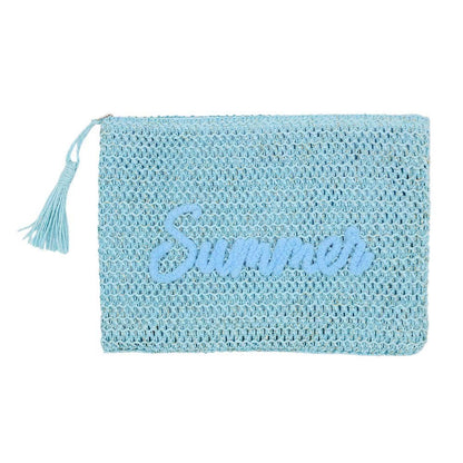 SUMMER Embroidery Woven Straw Pouch Bag