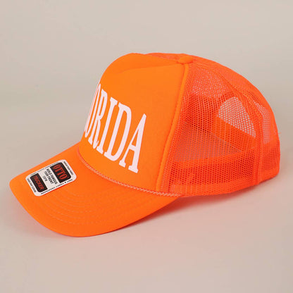 FLORIDA Text Printed Mesh Back Foam Trucker Hat