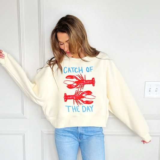 Catch Of The Day Crop Sweatshirt