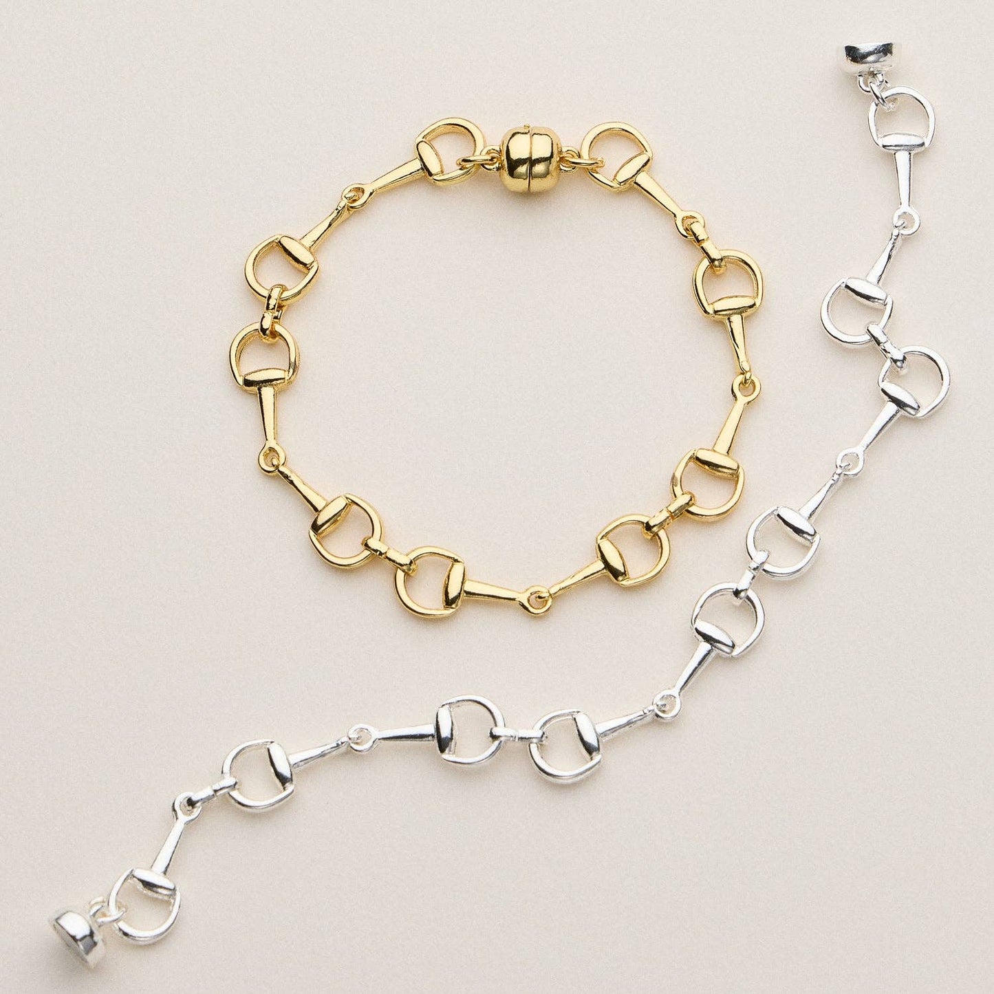 Equestrian Bit Chain Bracelet Set – Gold & Silver Linked Hardware Bracelet