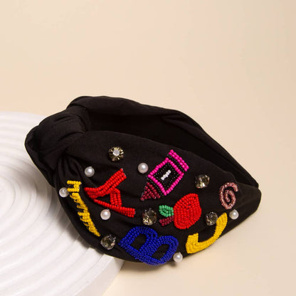 Teacher Appreciation Jeweled Beaded Knotted Headband