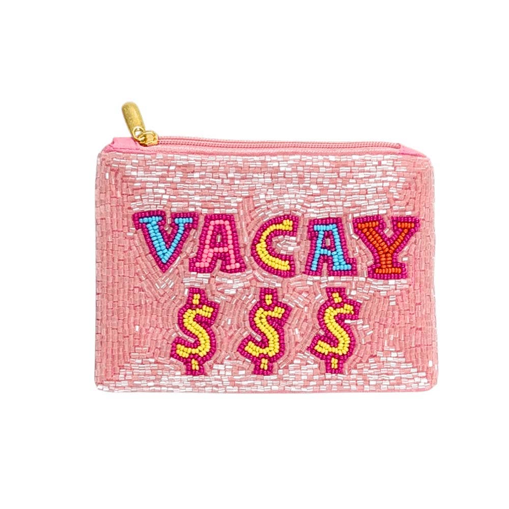 VACAY Message Seed Beaded Mini Pouch Bag