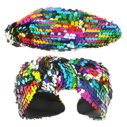 Colorful Multi Theme Colorway Sequin Top Knotted Headband