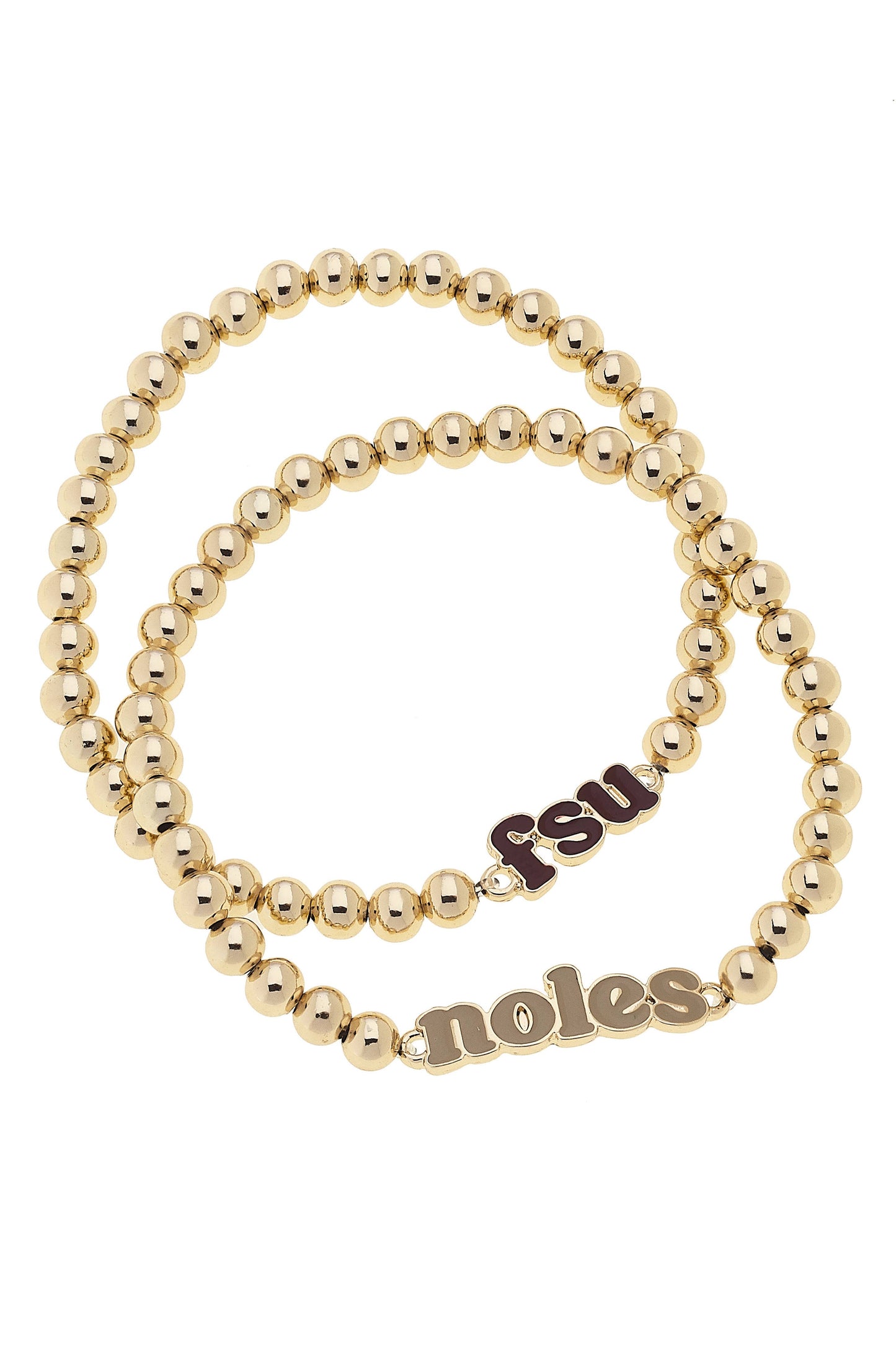Garnet & Gold Inspired Slogan Ball Bead Bracelet Set of 2