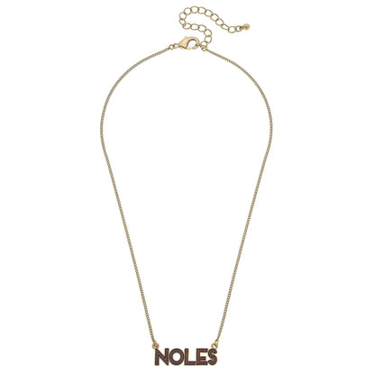 Garnet Outline Enamel Necklace