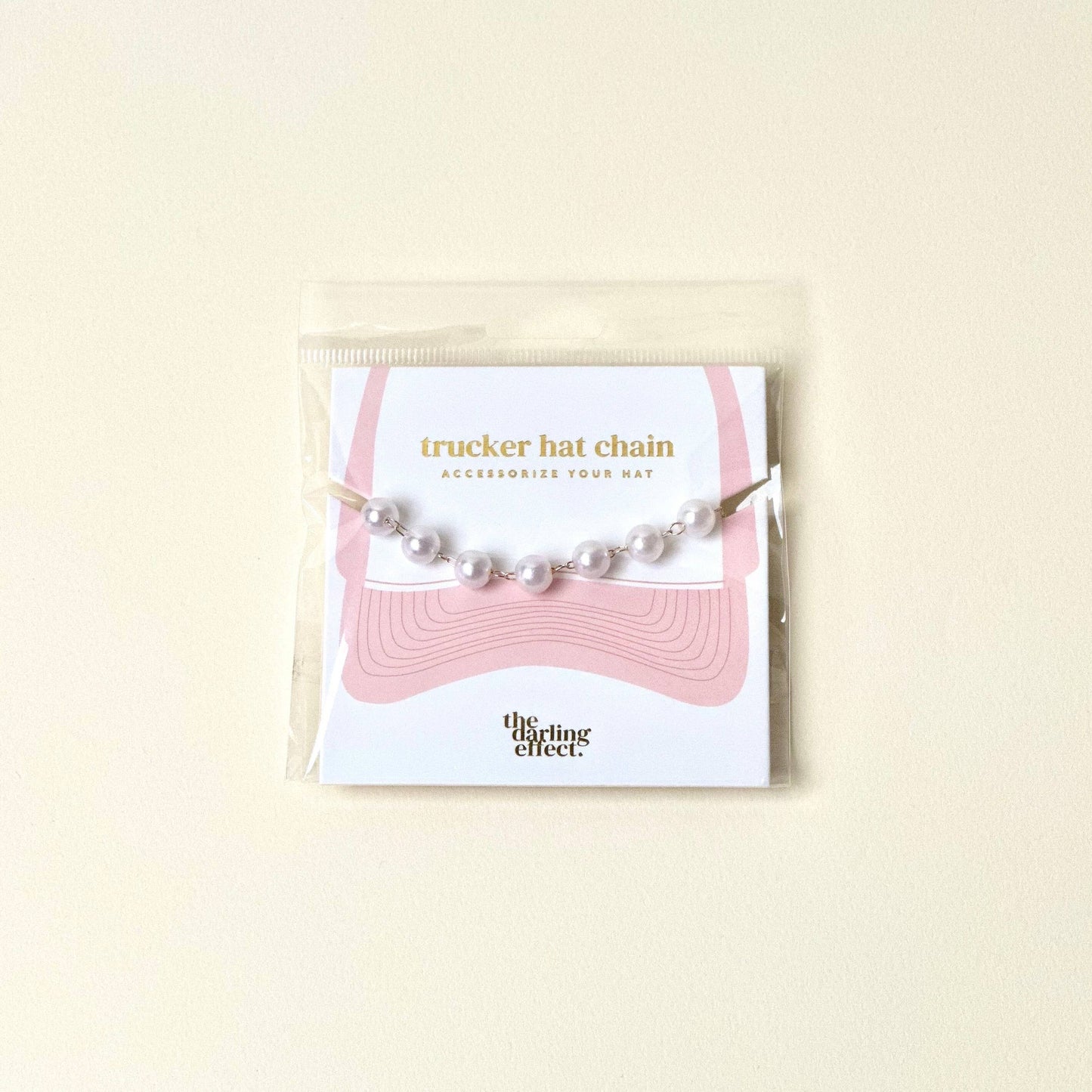✨ Dainty Pearl Hat Chain – Gold Trucker Hat Accessory