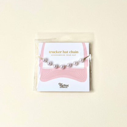 ✨ Dainty Pearl Hat Chain – Gold Trucker Hat Accessory