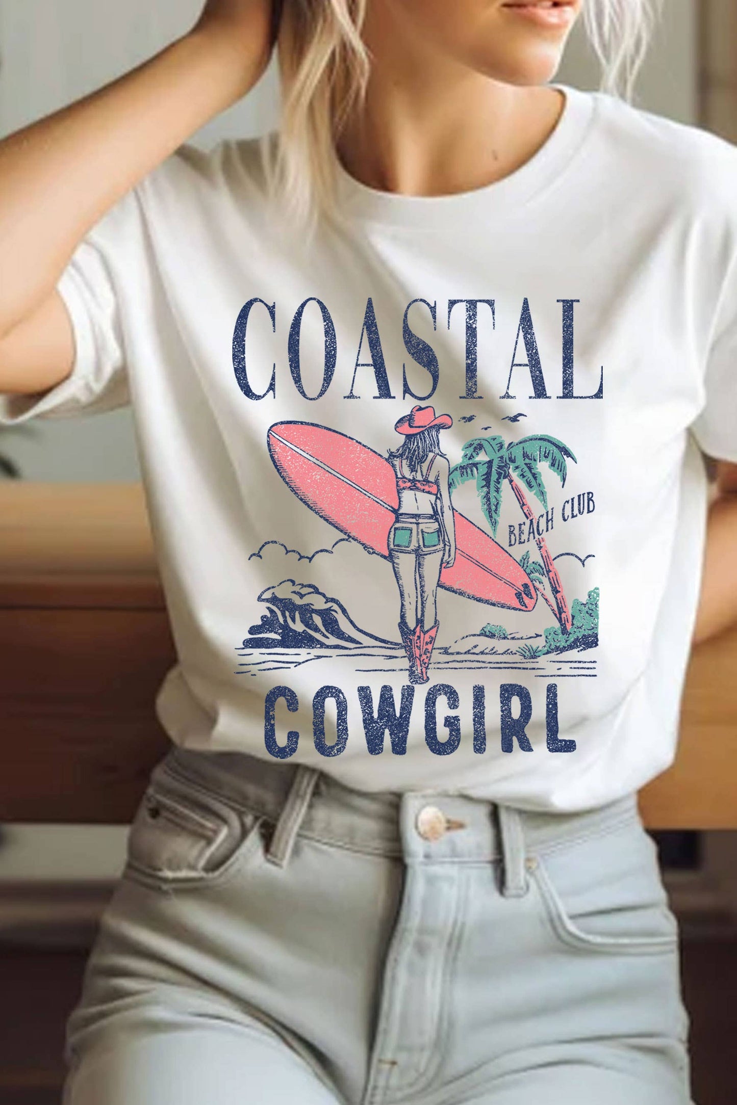COASTAL COWGIRL BEACH CLUB GRAPHIC TSHIRTS