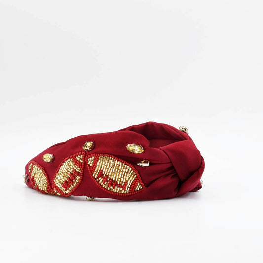 Maroon & Gold Football Headband – Hand Beaded Game Day Accessory