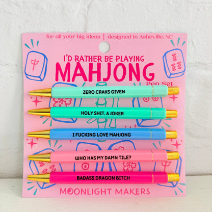 I'd Rather Be Playing Mahjong - Pen Set - Funny Gift