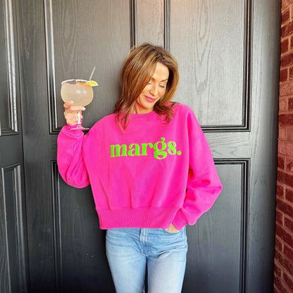 Margs Lime Puff Crop Sweatshirt