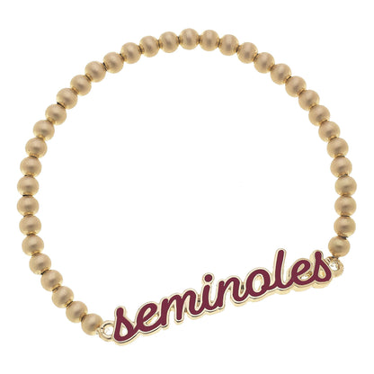 Seminole Color Inspired Enamel Script Stretch Bracelet