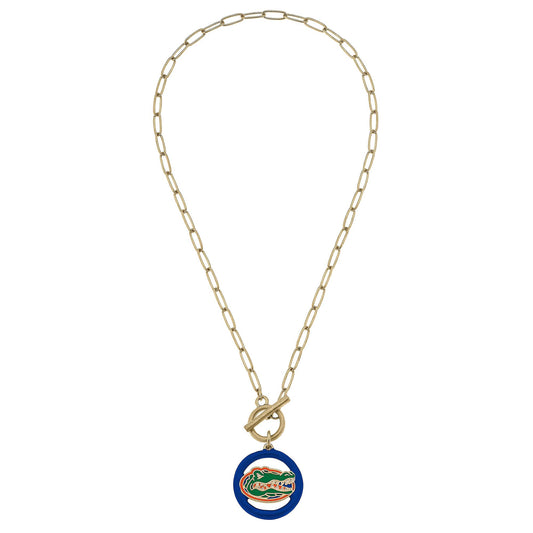 Gator Color Inspired Enamel T-Bar 16" Necklace