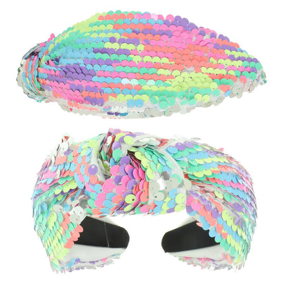 Colorful Multi Theme Colorway Sequin Top Knotted Headband
