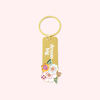 Enamel Floral Keychain - Dream Big