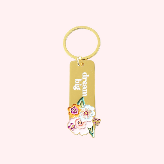 Enamel Floral Keychain - Dream Big