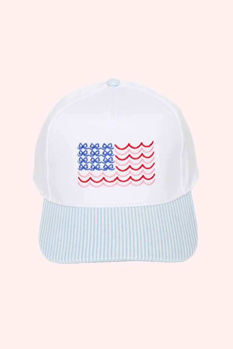 Americana USA Wave Bow Flag Embroidered Baseball Cap