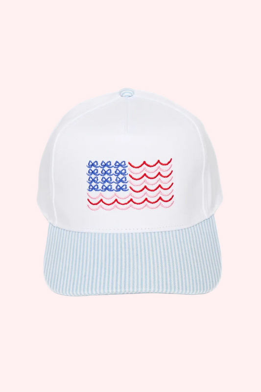 Americana USA Wave Bow Flag Embroidered Baseball Cap