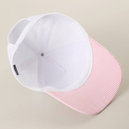 MAMA Embroidered Patch Stripe Brim Trucker Hat
