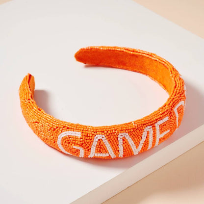 Blue and Orange Game Day Seed Beaded Headband