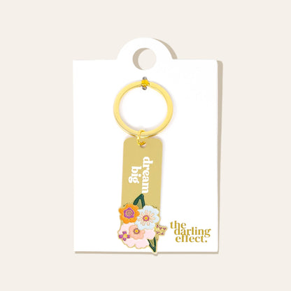 Enamel Floral Keychain - Dream Big