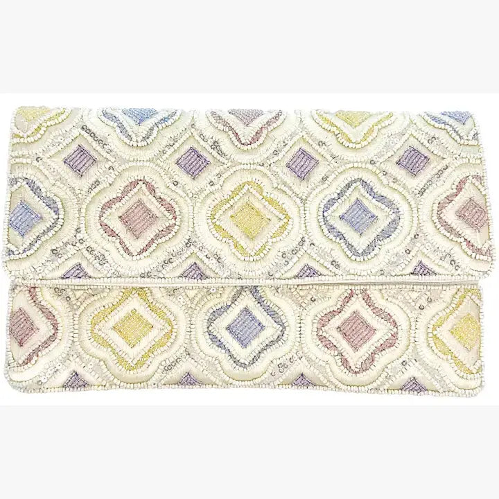 Beaded Clutch Bag – Handmade Glass Bead Crossbody with Chain