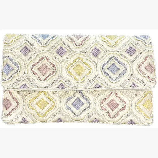 Beaded Clutch Bag – Handmade Glass Bead Crossbody with Chain