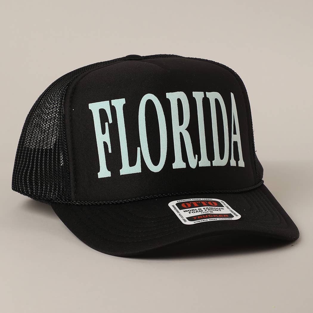FLORIDA Text Printed Mesh Back Foam Trucker Hat