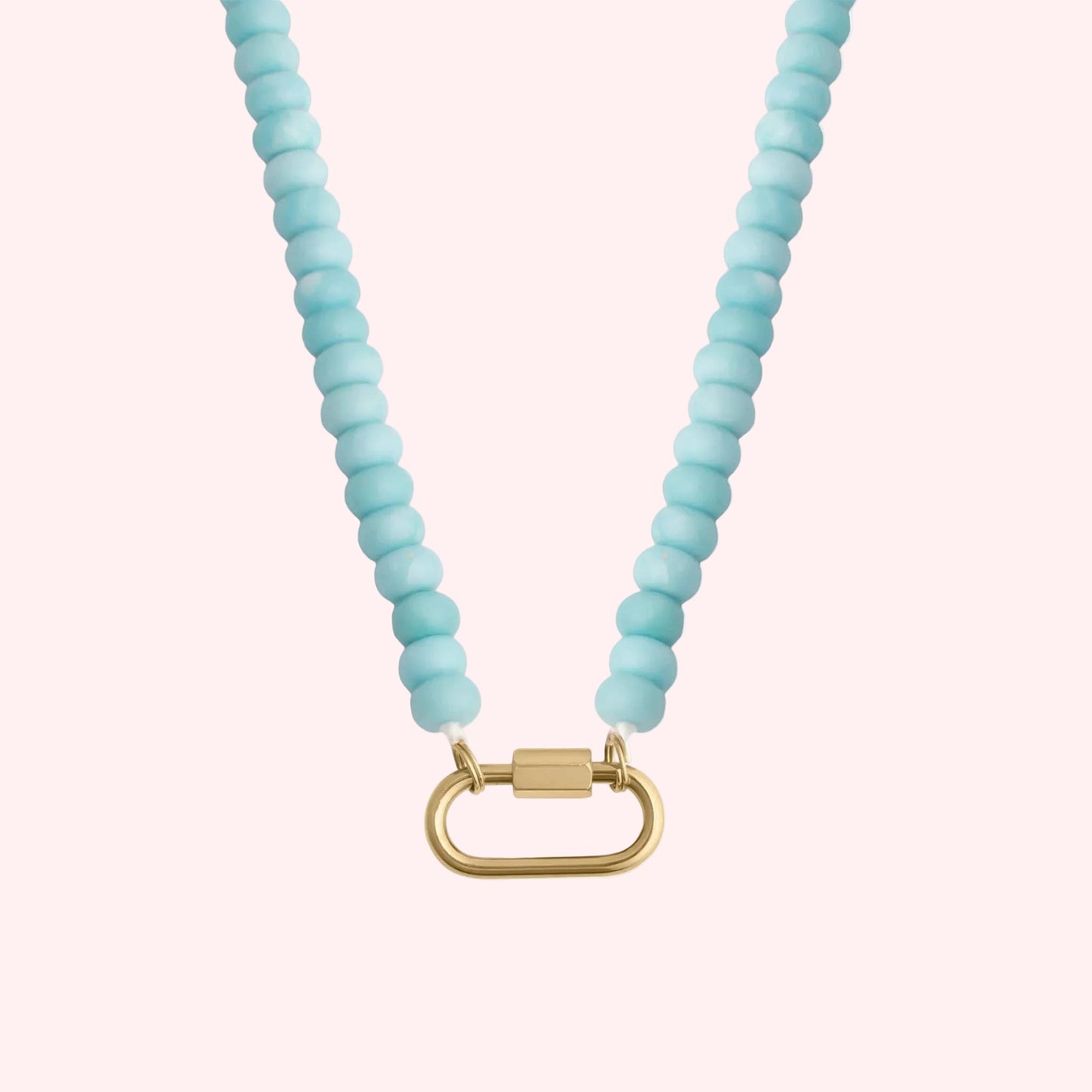 Stainless Steel Turquoise Chunky Bead Carabiner Necklace